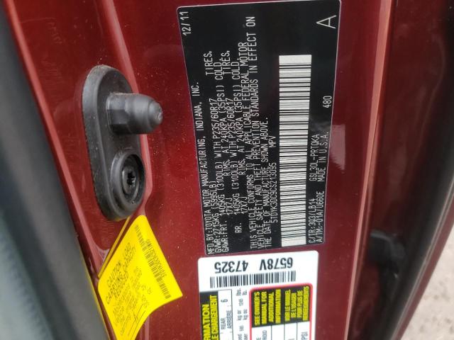 Photo 12 VIN: 5TDYK3DC9CS213095 - TOYOTA SIENNA XLE 