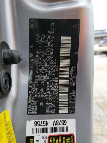 Photo 12 VIN: 5TDYK3DC9CS243682 - TOYOTA SIENNA XLE 