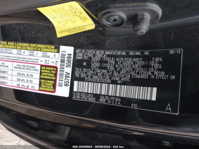 Photo 8 VIN: 5TDYK3DC9CS265889 - TOYOTA SIENNA 