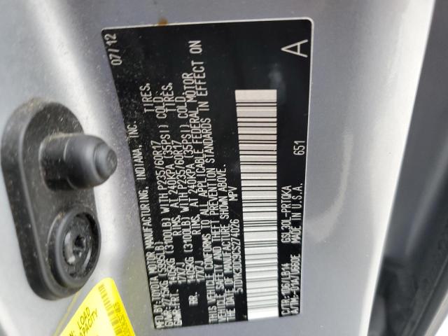 Photo 12 VIN: 5TDYK3DC9CS274026 - TOYOTA SIENNA XLE 