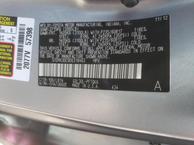 Photo 12 VIN: 5TDYK3DC9DS318463 - TOYOTA SIENNA XLE 