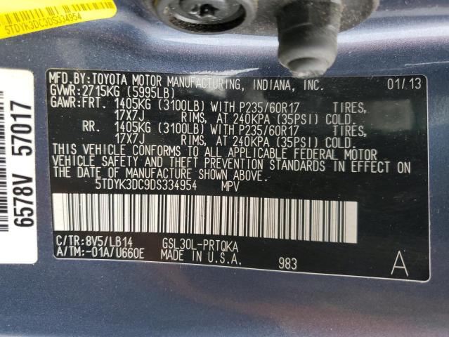 Photo 12 VIN: 5TDYK3DC9DS334954 - TOYOTA SIENNA XLE 