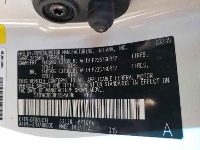 Photo 9 VIN: 5TDYK3DC9FS595696 - TOYOTA SIENNA XLE 