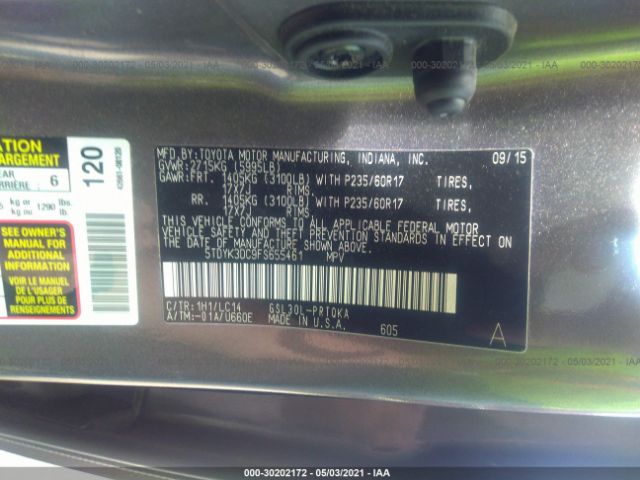 Photo 8 VIN: 5TDYK3DC9FS655461 - TOYOTA SIENNA 