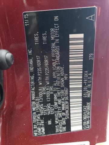 Photo 9 VIN: 5TDYK3DC9FS678867 - TOYOTA SIENNA XLE 