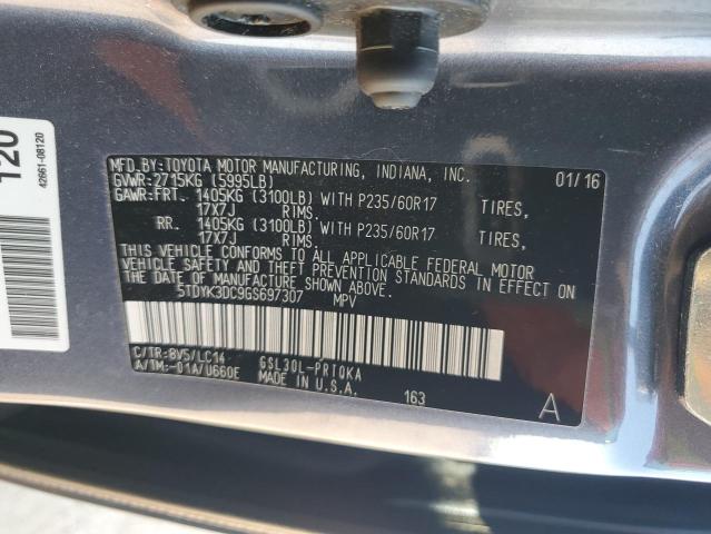 Photo 12 VIN: 5TDYK3DC9GS697307 - TOYOTA SIENNA XLE 