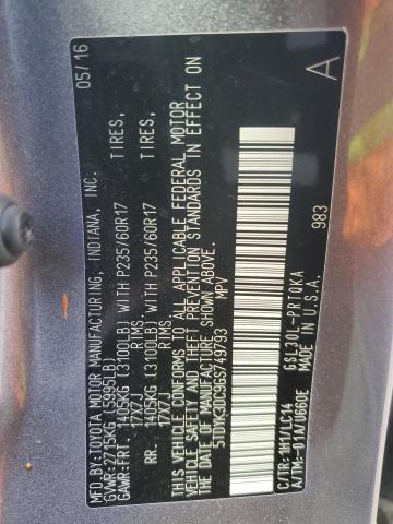 Photo 12 VIN: 5TDYK3DC9GS749793 - TOYOTA SIENNA XLE 