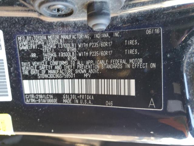 Photo 12 VIN: 5TDYK3DC9GS759501 - TOYOTA SIENNA XLE 