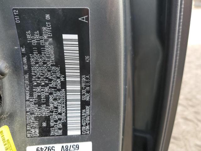 Photo 12 VIN: 5TDYK3DCXCS222694 - TOYOTA SIENNA XLE 