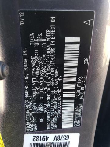 Photo 11 VIN: 5TDYK3DCXCS277162 - TOYOTA SIENNA XLE 