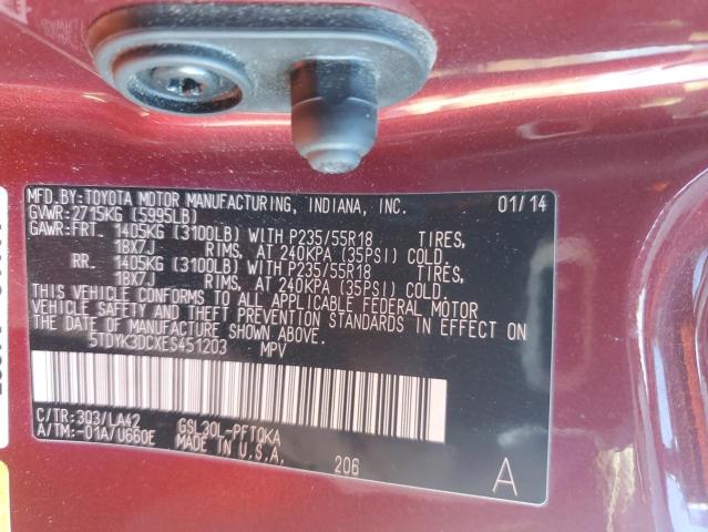 Photo 12 VIN: 5TDYK3DCXES451203 - TOYOTA SIENNA 