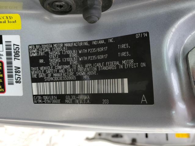 Photo 9 VIN: 5TDYK3DCXES509665 - TOYOTA SIENNA 