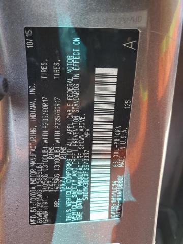 Photo 12 VIN: 5TDYK3DCXFS673337 - TOYOTA SIENNA XLE 