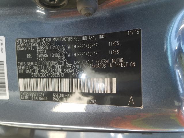 Photo 9 VIN: 5TDYK3DCXFS683513 - TOYOTA SIENNA XLE 