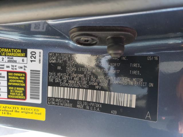 Photo 9 VIN: 5TDYK3DCXGS741461 - TOYOTA SIENNA XLE 