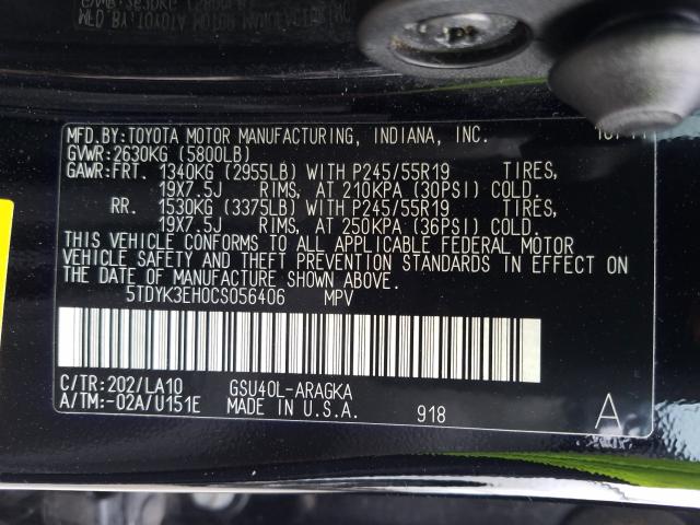 Photo 9 VIN: 5TDYK3EH0CS056406 - TOYOTA HIGHLANDER 