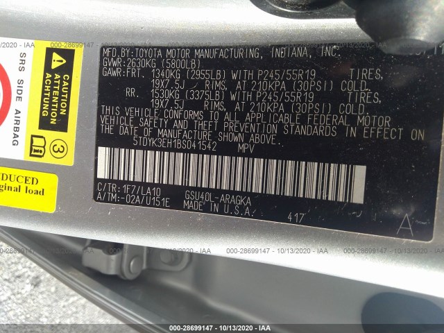 Photo 8 VIN: 5TDYK3EH1BS041542 - TOYOTA HIGHLANDER 