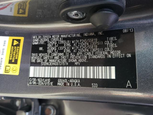 Photo 9 VIN: 5TDYK3EH4DS131514 - TOYOTA HIGHLANDER 