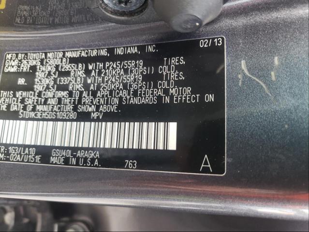 Photo 9 VIN: 5TDYK3EH5DS109280 - TOYOTA HIGHLANDER 