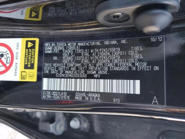 Photo 12 VIN: 5TDYK3EH6DS093669 - TOYOTA HIGHLANDER 