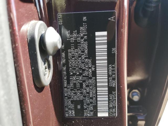 Photo 12 VIN: 5TDYK3EH6DS112978 - TOYOTA HIGHLANDER 