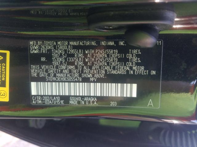 Photo 9 VIN: 5TDYK3EH9CS055478 - TOYOTA HIGHLANDER 