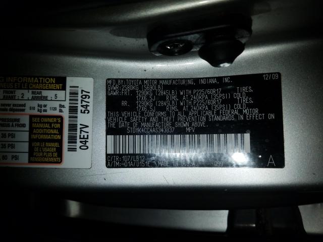 Photo 9 VIN: 5TDYK4CC4AS343337 - TOYOTA SIENNA XLE 