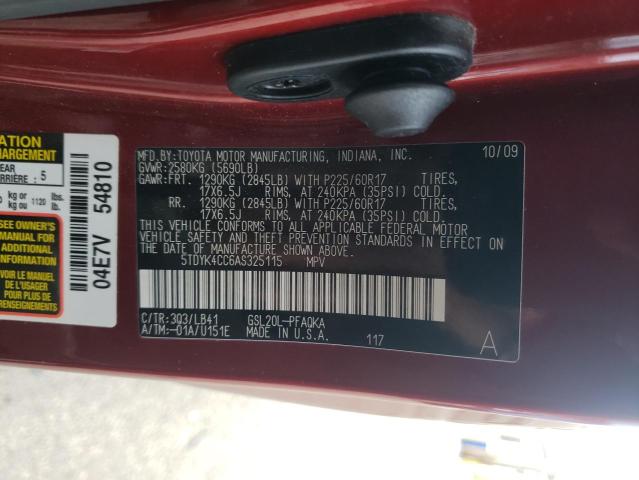 Photo 13 VIN: 5TDYK4CC6AS325115 - TOYOTA SIENNA XLE 