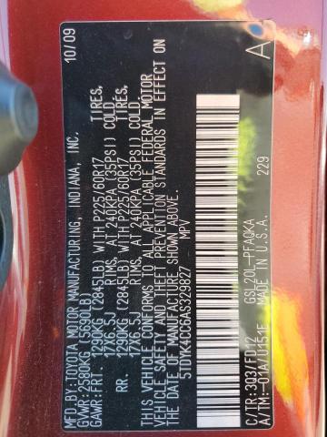 Photo 12 VIN: 5TDYK4CC6AS329827 - TOYOTA SIENNA XLE 