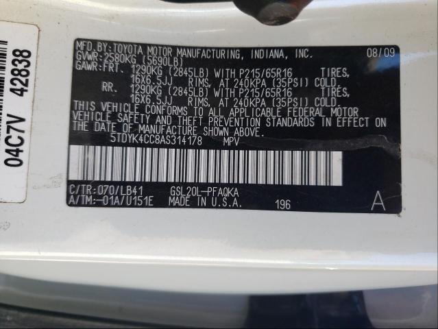 Photo 9 VIN: 5TDYK4CC8AS314178 - TOYOTA SIENNA XLE 