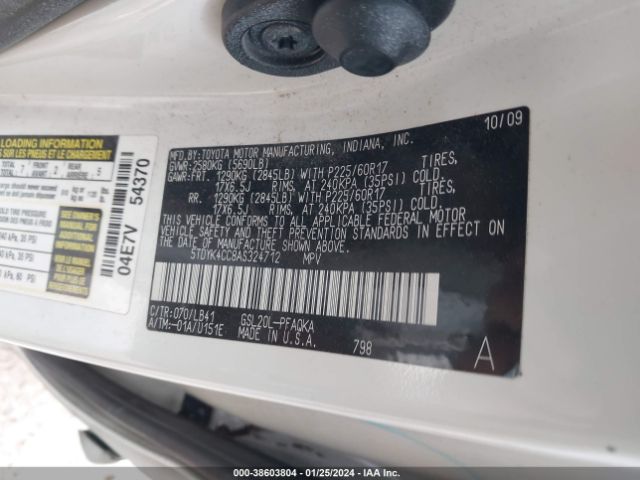 Photo 8 VIN: 5TDYK4CC8AS324712 - TOYOTA SIENNA 