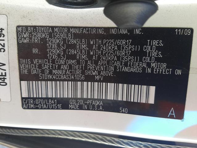 Photo 9 VIN: 5TDYK4CC8AS341056 - TOYOTA SIENNA XLE 