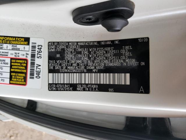 Photo 13 VIN: 5TDYK4CC9AS327716 - TOYOTA SIENNA XLE 