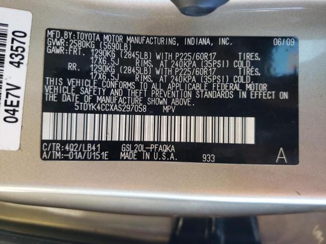 Photo 9 VIN: 5TDYK4CCXAS297058 - TOYOTA SIENNA XLE 