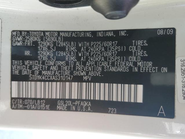 Photo 13 VIN: 5TDYK4CCXAS310147 - TOYOTA SIENNA XLE 