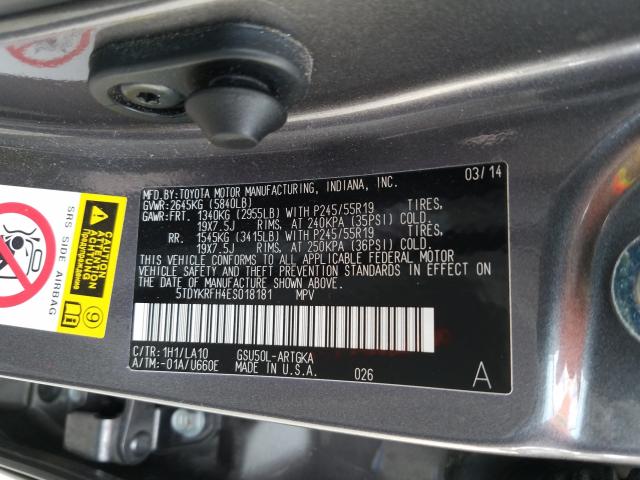 Photo 9 VIN: 5TDYKRFH4ES018181 - TOYOTA HIGHLANDER 