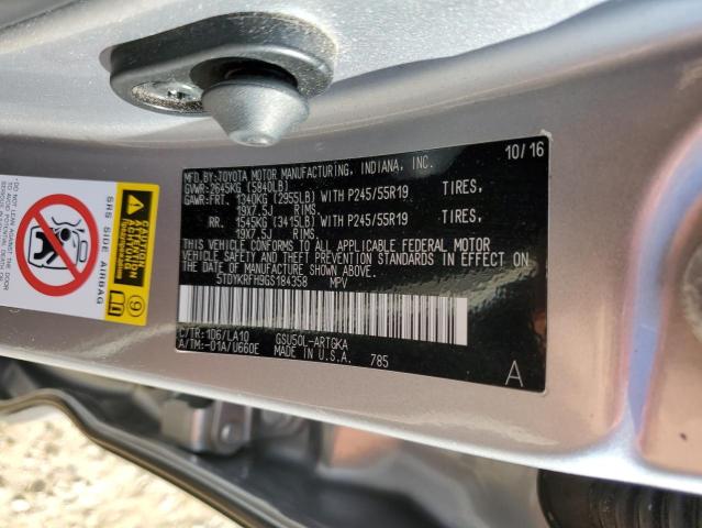 Photo 12 VIN: 5TDYKRFH9GS184358 - TOYOTA HIGHLANDER 