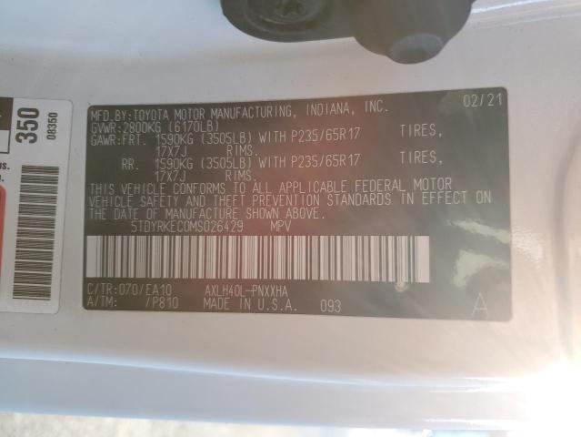 Photo 12 VIN: 5TDYRKEC0MS026429 - TOYOTA SIENNA XLE 