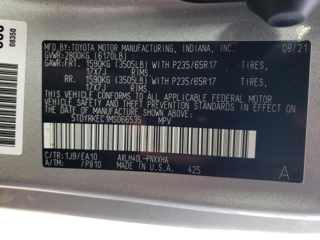 Photo 9 VIN: 5TDYRKEC1MS066535 - TOYOTA SIENNA XLE 