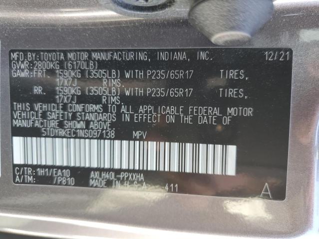 Photo 12 VIN: 5TDYRKEC1NS097138 - TOYOTA SIENNA 