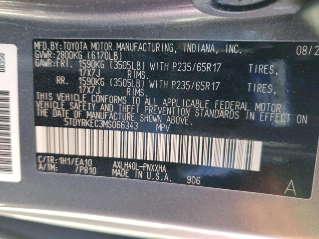 Photo 13 VIN: 5TDYRKEC3MS066343 - TOYOTA SIENNA XLE 