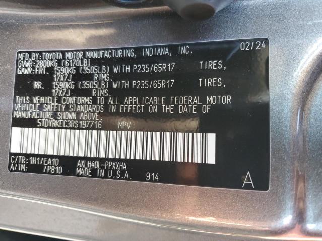 Photo 12 VIN: 5TDYRKEC3RS197716 - TOYOTA SIENNA XLE 