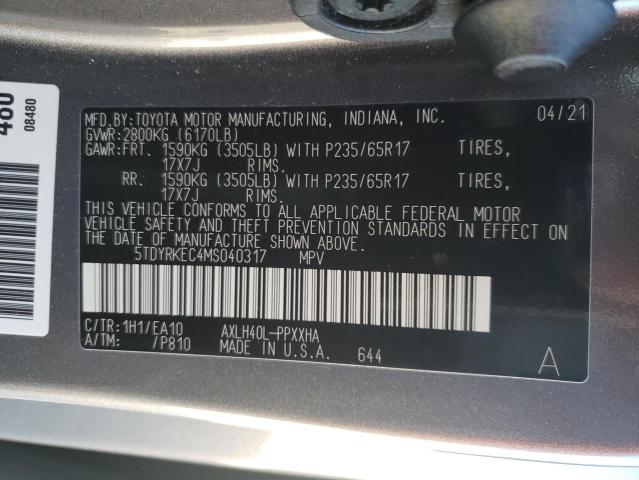 Photo 12 VIN: 5TDYRKEC4MS040317 - TOYOTA SIENNA XLE 