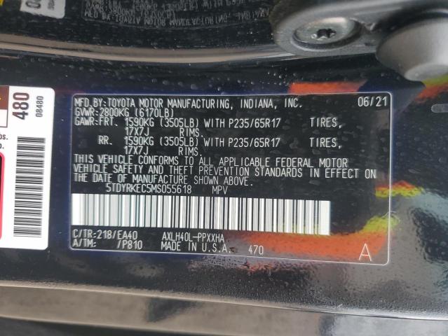 Photo 12 VIN: 5TDYRKEC5MS055618 - TOYOTA SIENNA XLE 