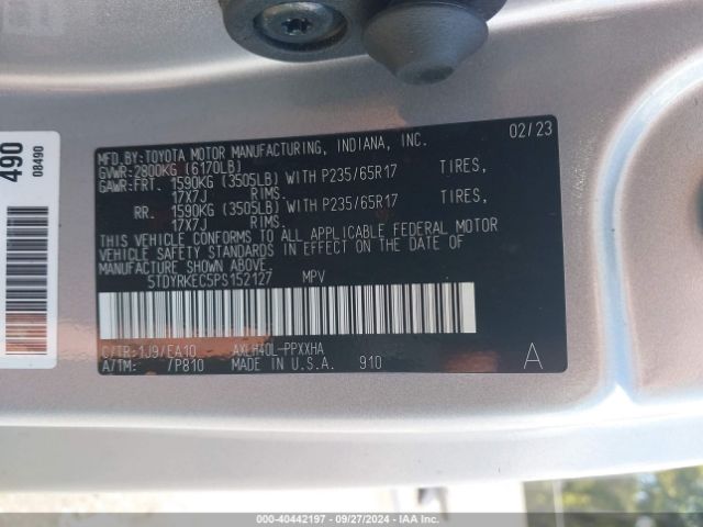 Photo 8 VIN: 5TDYRKEC5PS152127 - TOYOTA SIENNA 