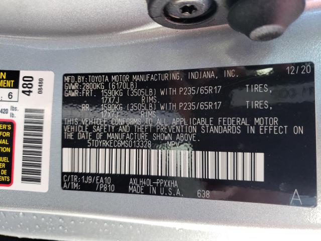 Photo 9 VIN: 5TDYRKEC6MS013328 - TOYOTA SIENNA XLE 