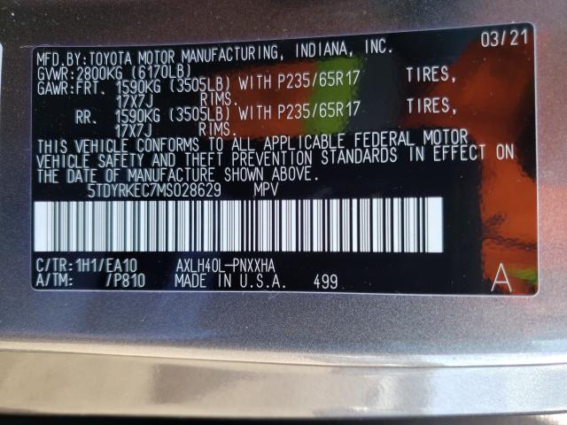 Photo 9 VIN: 5TDYRKEC7MS028629 - TOYOTA SIENNA XLE 