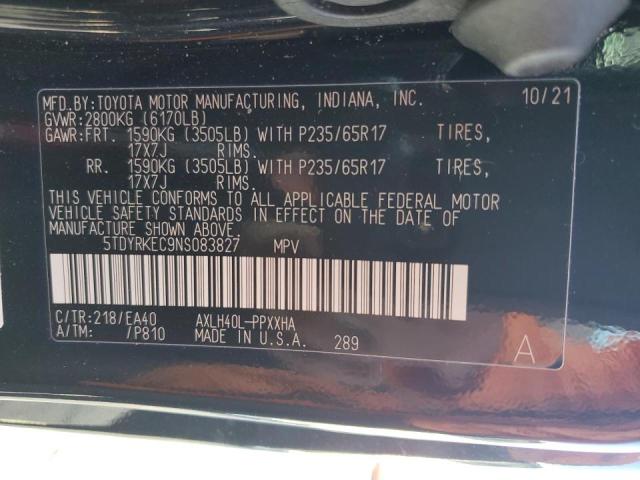 Photo 13 VIN: 5TDYRKEC9NS083827 - TOYOTA SIENNA XLE 