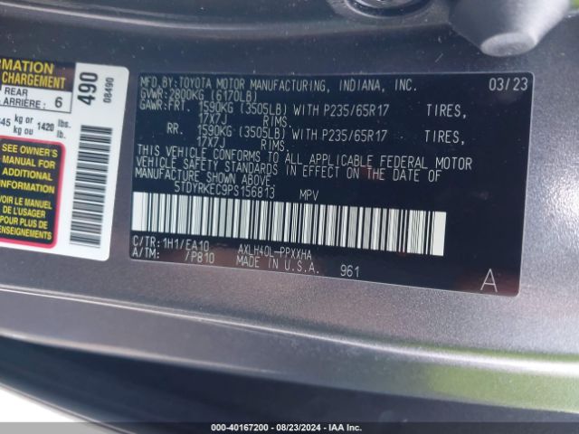 Photo 8 VIN: 5TDYRKEC9PS156813 - TOYOTA SIENNA 