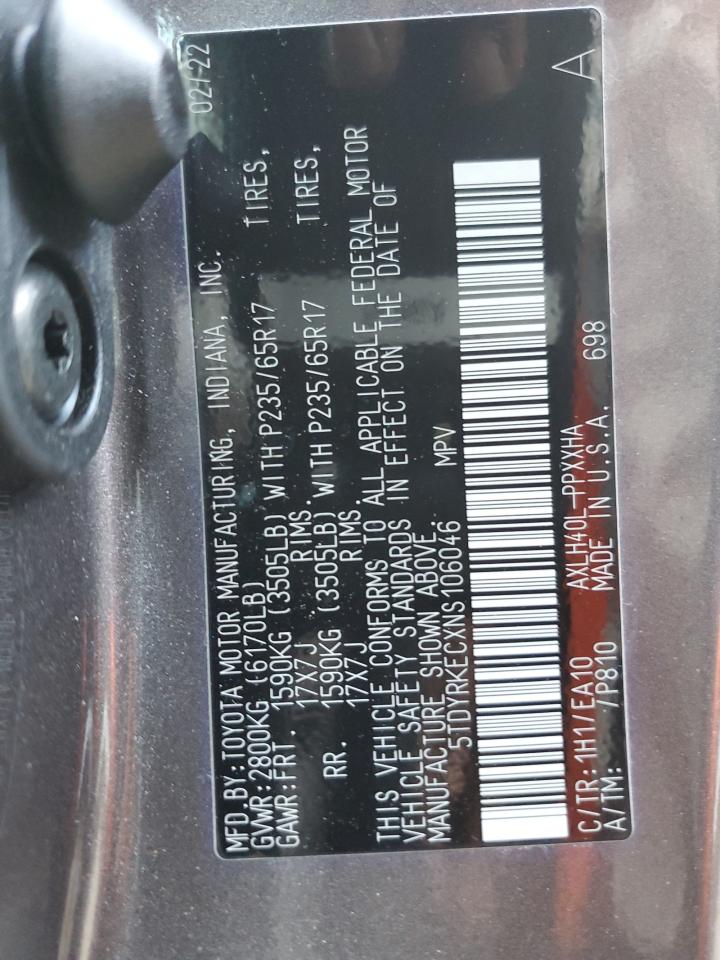 Photo 12 VIN: 5TDYRKECXNS106046 - TOYOTA SIENNA 